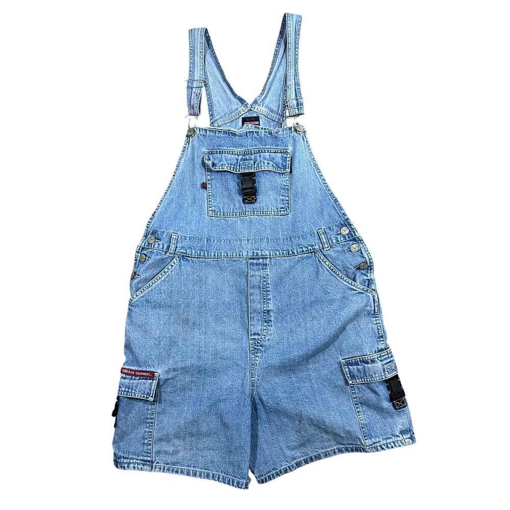 Vintage BUM Equipment Bib Overall Shorts Womens XL Denim Y2K 90s